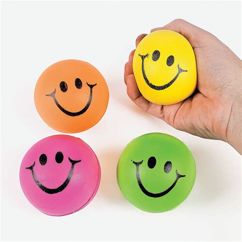 Neon Smile Face Stress Balls | Oriental Trading | Stress balls, Foam ...