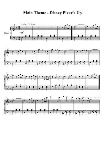 Up main theme married life piano sheet 2 free sheet music by Michael ...