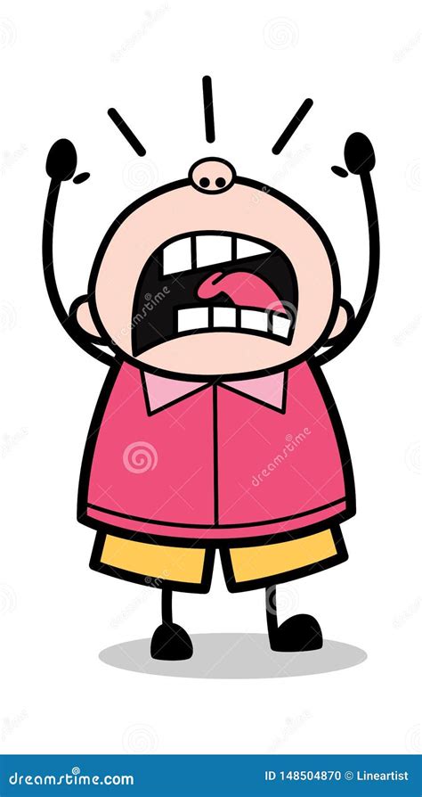 Screaming and Crying- Teenager Cartoon Fat Boy Vector Illustration ...