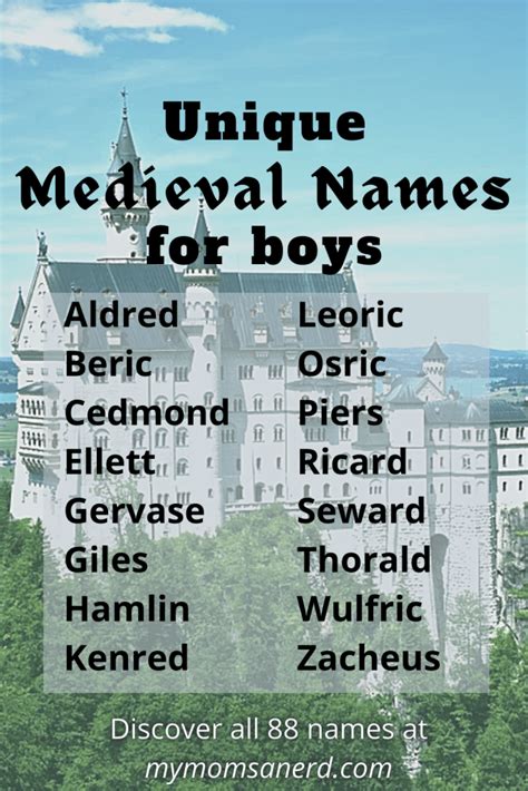 88 Unique Medieval Baby Names You Can Use Today • My Mom's a Nerd