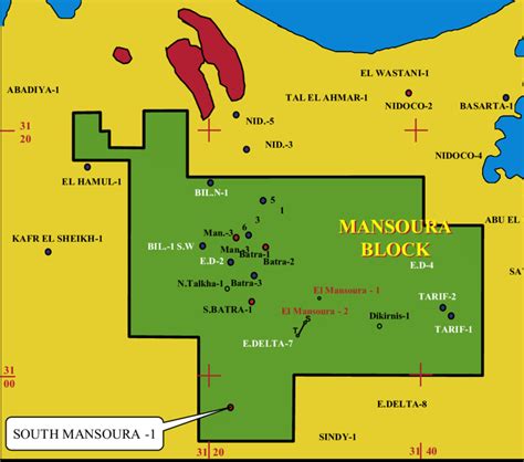 Location map of El Mansoura concession shows the studied well (modified ...