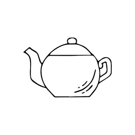 Premium Vector | Teapot black and white isolated on white background