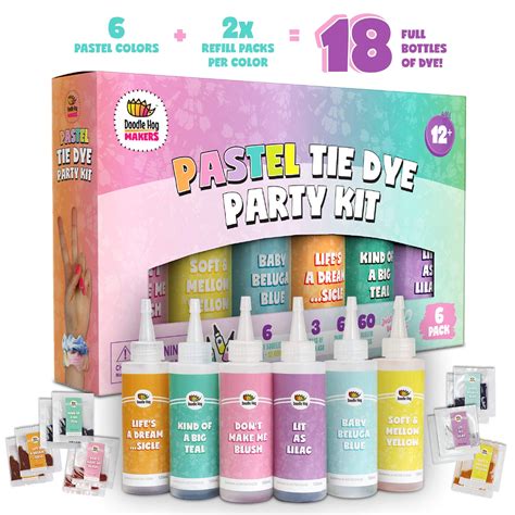 Pastel Tie Dye Kit (Tye Die Kits) Create Colorful Custom Designs with 6 ...