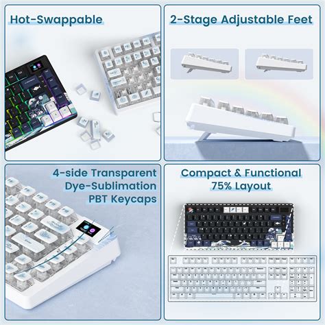 XVX S-K80 Gasket Mounted 75% Mechanical Keyboard with OLED Display ...