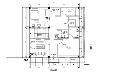 30'X30' AutoCAD House Floor Plan CAD Drawing DWG File - Cadbull