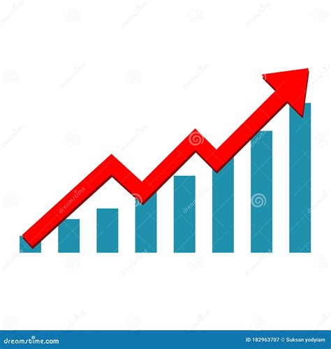 Growth Vector Diagram with the Red Arrow Going Up. Vector Icon Isolated ...