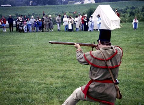 A Man Shooting a Musket in a Reenactment in Glendale, Maryland ...