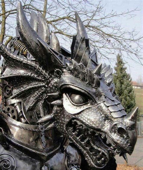 Recycled Metal Made into Steampunk Sculptures | Dragon art, Dragon ...