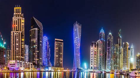 Dubai Skyline At Night UHD 4K Wallpaper | Pixelz