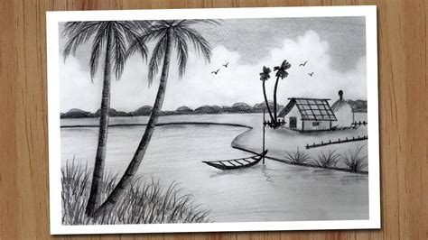 Pencil Sketch Village Drawing Easy : Easy pencil shading scenery ...