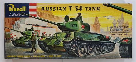 Vintage 1958 Revell Russian T-34 Tank Model Kit: Sealed in Box – The ...