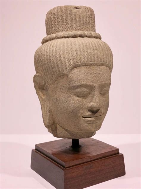 Unknown - Head of Deity, Khmer, Cambodian sandstone sculpture For Sale ...