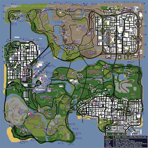 Grand Theft Auto: San Andreas Vehicle Location Map Map for PlayStation ...