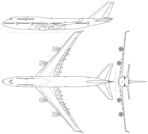 Boeing 747-400 Blueprint - Download free blueprint for 3D modeling