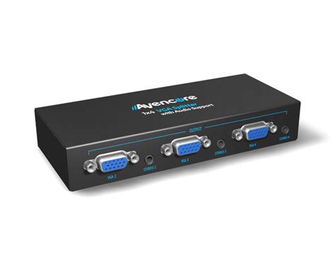 Powered 4-Way VGA Splitter with Audio (500MHz) – Avencore