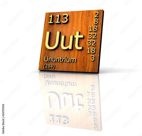 Ununtrium Periodic Table of Elements - wood board Stock Illustration ...