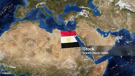 Flagadorned Map Of Egypt Stock Photo - Download Image Now - Aerial View ...