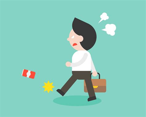 angry businessman walking and kick can, flat design character 464792 ...