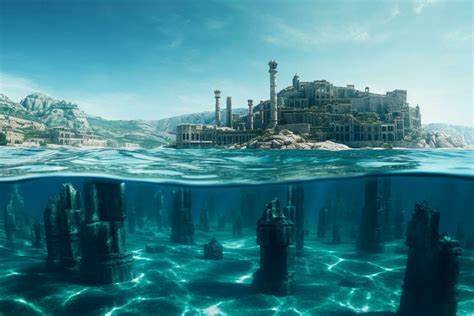 The Mystical Sunken City A Half-Submerged View of Atlantis in Crystal ...