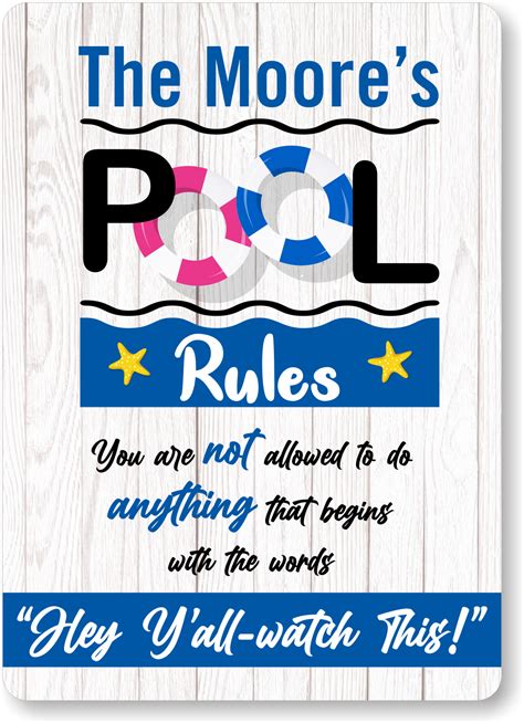 Hey Y All Watch This Funny Personalized Pool Rules Sign, SKU: S-3881