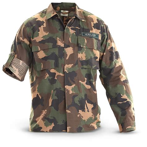 New Hungarian Military Surplus Ripstop Field Shirt, Camo - 219083 ...