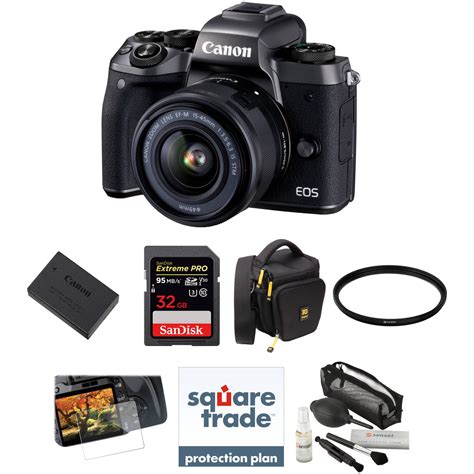 Canon EOS M5 Mirrorless Digital Camera with 15-45mm Lens Deluxe