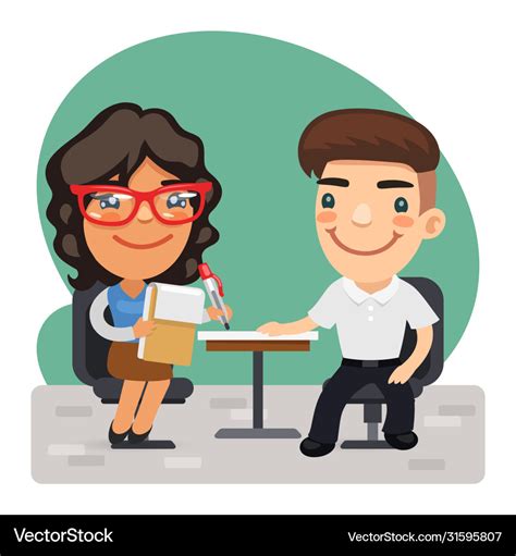 Cartoon journalist interviews a man Royalty Free Vector