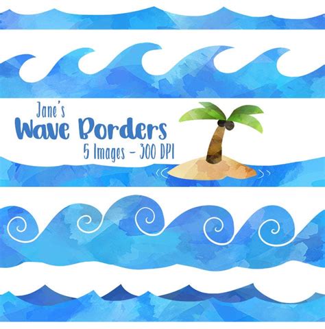 Wave Borders Clipart Watercolor Waves Clipart Ocean Waves - Etsy