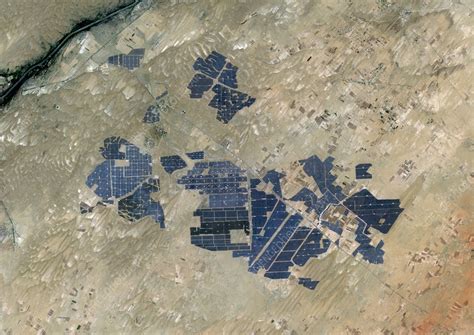 Bhadla Solar Park, Rajasthan, India, satellite image - Stock Image ...