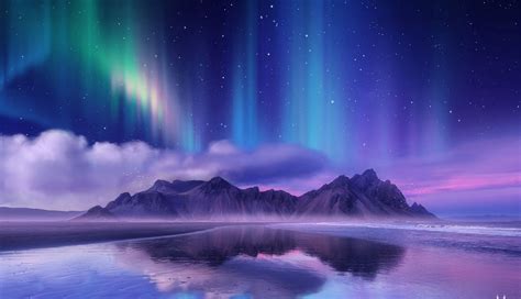 Aurora Borealis Near Sea (1336x768) Resolution Wallpaper Hd Wallpapers ...