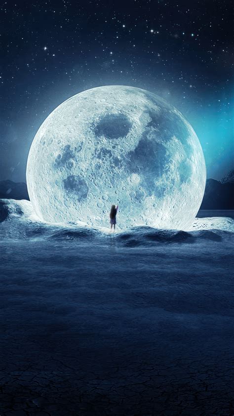 Moon Night Sky Scenery 4K #8180i Wallpaper iPhone Phone