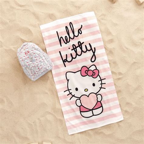 Hello Kitty® Striped Beach Towel | Pottery Barn Teen