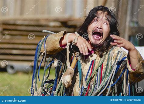 Mongolian Shaman Performs A Ritual In Ulaanbaatar, Mongolia. Editorial ...