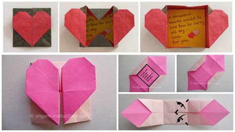 How to make origami paper "heart gift box with secret message" • Simple ...