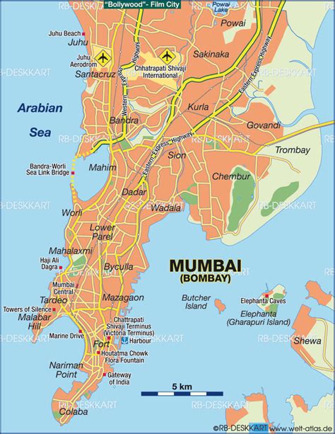 Map of Mumbai (Bombay) (City in India) | Welt-Atlas.de