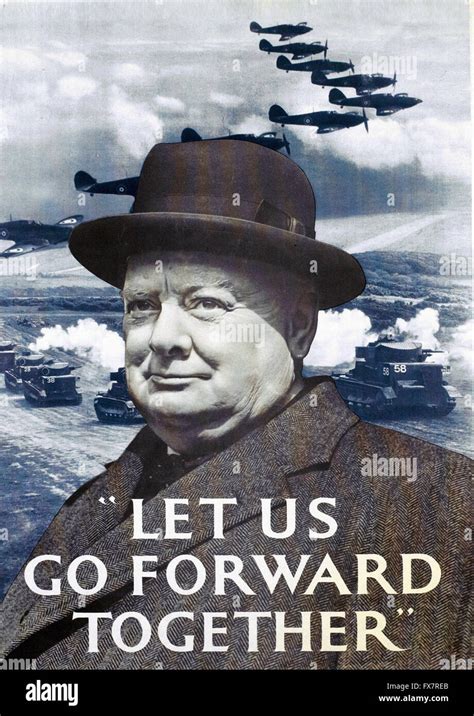 Churchill - World War II - british propaganda Poster Stock Photo - Alamy