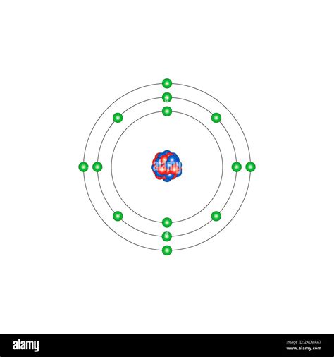 Silicon (Si). Diagram of the nuclear composition and electron ...