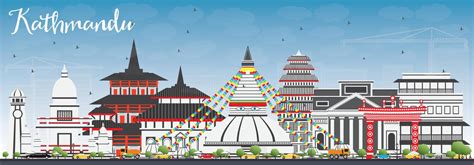 Kathmandu Skyline with Gray Buildings and Blue Sky. 15708212 Vector Art ...