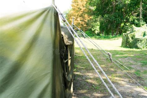 A Large Army Tent. Installation of Tents Stock Image - Image of ...