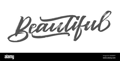 Beautiful. Handwritten word with a brush. Calligraphy in vector Stock ...