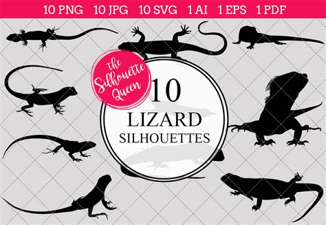 Lizard Silhouette Vector By The Silhouette Queen | TheHungryJPEG