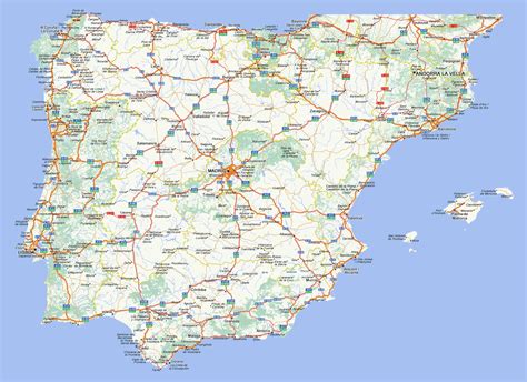 Road map of Spain - Road map of Spain with cities (Southern Europe ...