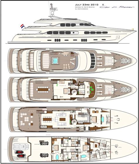 Latitude Luxury Yacht deck plan / layout (2550×2998) | Deck layout ...