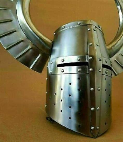 Medieval Templar Horned Helmet Medieval Crusader Knight SCA | Etsy