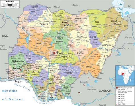 Detailed political and administrative map of Nigeria with all roads ...