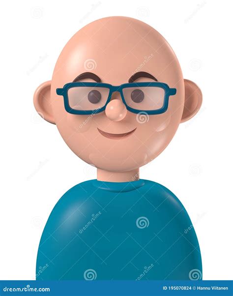 Cartoon Character 3d Happy Bald Young White Man Stock Illustration ...