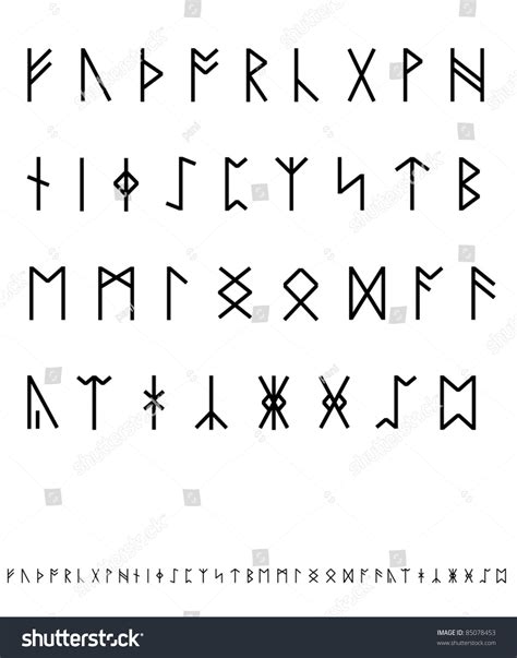 Vektor Stok Rune Alphabet Writing Paper (Tanpa Royalti) 85078453 ...