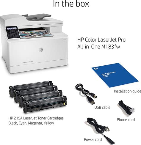 HP MFP M183FW Color LaserJet Pro Wireless All-in-One Laser Printer ...