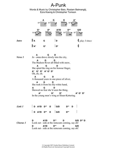 A-Punk by Vampire Weekend - Guitar Chords/Lyrics - Guitar Instructor