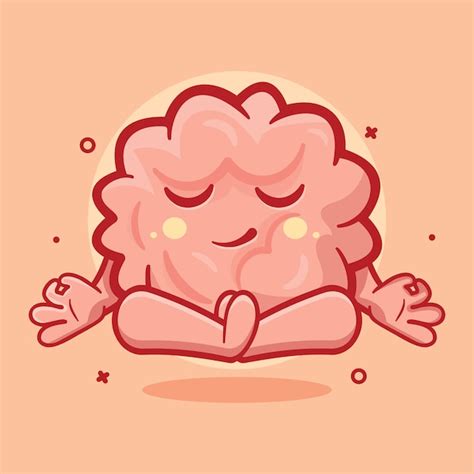 Premium Vector | Calm brain character mascot with yoga meditation pose ...